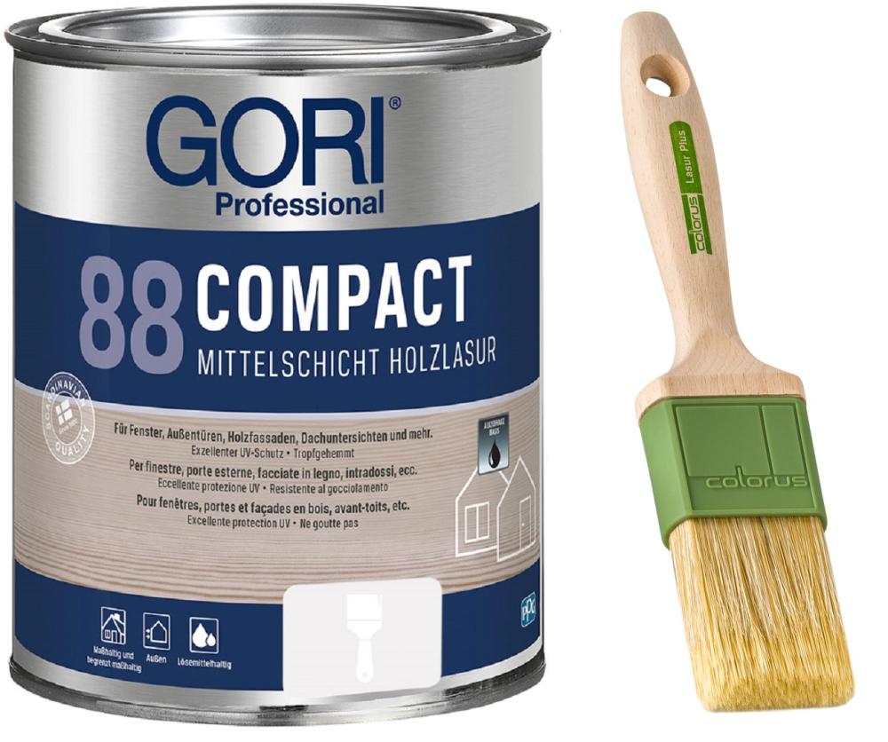 GORI 88 Compact-Lasur – Mittelschichtige Holzlasur (0,75 Liter) - Farblos + Profi Pinsel